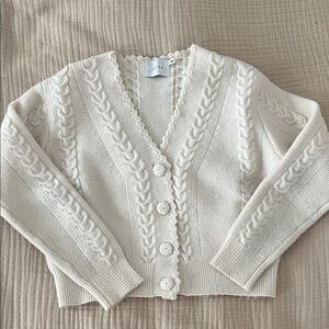 Lush Cream Cable Knit Cardigan